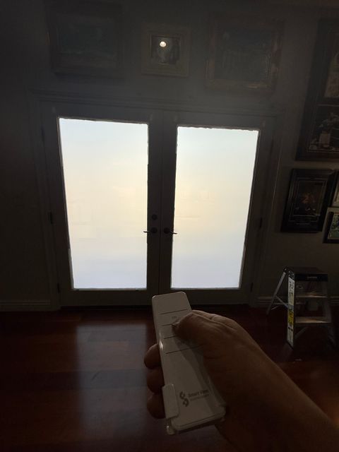 The same Los Angeles patio doors switched to frosted privacy